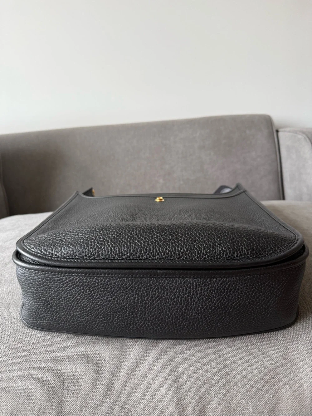 Hermes Black Perforated H Messenger Bag with Gold Hardware